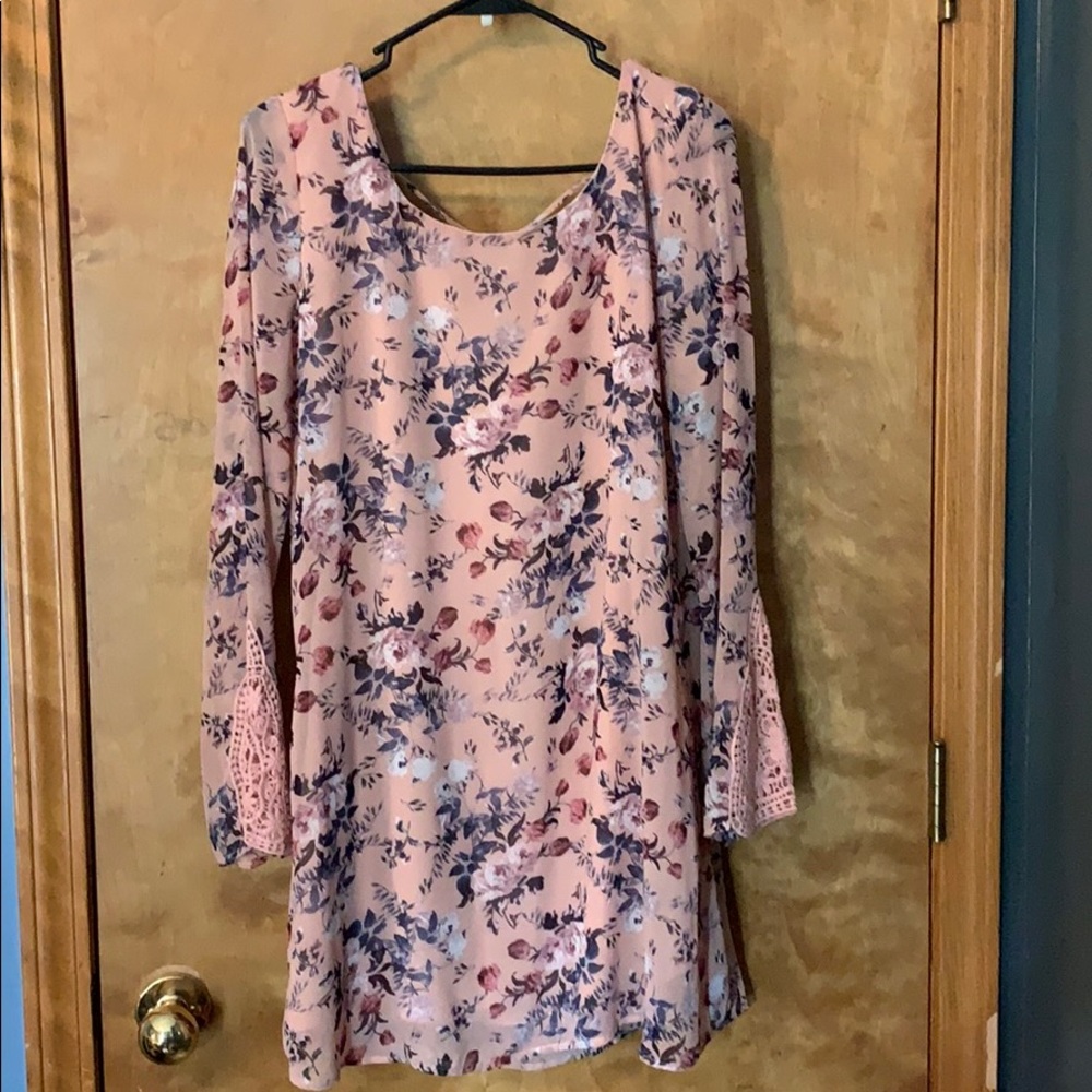 Pink flower dress.